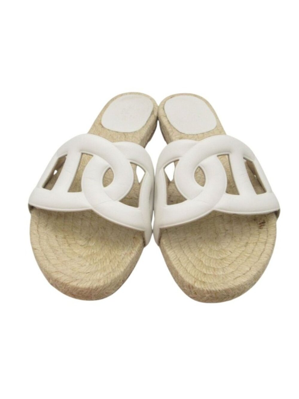 Hermes Sandals Famosa Chaine D'ancre Motif Leather Espadrilles Jute Shoes